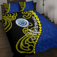 Federated States Of Micronesia FSM Quilt Bed Set Pacific Islander Tribal Swirl Geometric Pattern