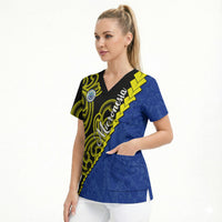 Federated States Of Micronesia FSM Scrub Top Pacific Islander Tribal Swirl Geometric Pattern