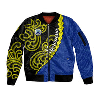 Federated States Of Micronesia FSM Sleeve Zip Bomber Jacket Pacific Islander Tribal Swirl Geometric Pattern