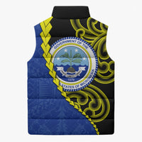 Federated States Of Micronesia FSM Sleeveless Puffer Jacket Pacific Islander Tribal Swirl Geometric Pattern