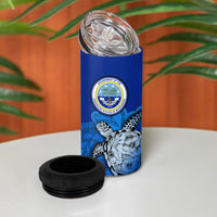 Micronesia Sea Turtle 4 in 1 Can Cooler Tumbler Federated States Of Micronesia Tribal Floral Pattern