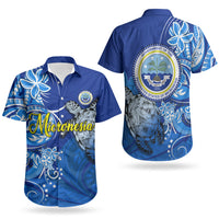 Micronesia Sea Turtle Couples Matching Summer Maxi Dress and Hawaiian Shirt Federated States Of Micronesia Tribal Floral Pattern