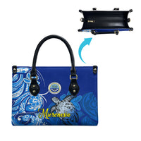 Micronesia Sea Turtle Leather Bag Federated States Of Micronesia Tribal Floral Pattern