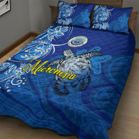 Micronesia Sea Turtle Quilt Bed Set Federated States Of Micronesia Tribal Floral Pattern