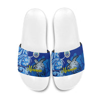 Micronesia Sea Turtle Slide Sandals Federated States Of Micronesia Tribal Floral Pattern