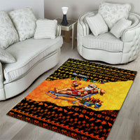 Tropical Christmas In July Santa Claus Area Rug Festive Hawaiian With Beach Reindeer Sleigh TS04 - Polynesian Pride