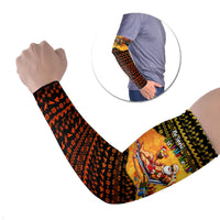 Tropical Christmas In July Santa Claus Arm Sleeves Festive Hawaiian With Beach Reindeer Sleigh TS04 Set of 2 Orange Black - Polynesian Pride