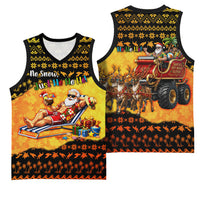 Tropical Christmas In July Santa Claus Basketball Jersey Festive Hawaiian With Beach Reindeer Sleigh TS04 - Polynesian Pride