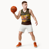 Tropical Christmas In July Santa Claus Basketball Jersey Festive Hawaiian With Beach Reindeer Sleigh TS04 - Polynesian Pride