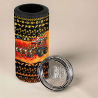 Tropical Christmas In July Santa Claus 4 in 1 Can Cooler Tumbler Festive Hawaiian With Beach Reindeer Sleigh TS04 - Polynesian Pride