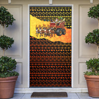 Tropical Christmas In July Santa Claus Door Cover Festive Hawaiian With Beach Reindeer Sleigh TS04 Orange Black - Polynesian Pride