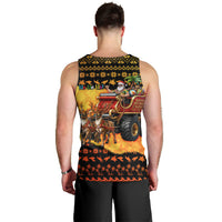 Tropical Christmas In July Santa Claus Men Tank Top Festive Hawaiian With Beach Reindeer Sleigh TS04 - Polynesian Pride