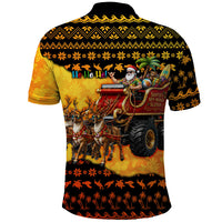 Tropical Christmas In July Santa Claus Polo Shirt Festive Hawaiian With Beach Reindeer Sleigh TS04 - Polynesian Pride