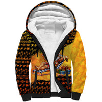 Tropical Christmas In July Santa Claus Sherpa Hoodie Festive Hawaiian With Beach Reindeer Sleigh TS04 Unisex Orange Black - Polynesian Pride