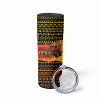 Tropical Christmas In July Santa Claus Skinny Tumbler Festive Hawaiian With Beach Reindeer Sleigh TS04 - Polynesian Pride