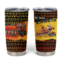 Tropical Christmas In July Santa Claus Tumbler Cup Festive Hawaiian With Beach Reindeer Sleigh TS04 Orange Black - Polynesian Pride