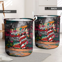 Tropical Christmas In July Candy Cane Surf Laundry Basket Vibrant Street Art Beach Graffiti Graphic TS04 - Polynesian Pride