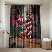 Tropical Christmas In July Candy Cane Surf Bathroom Set Vibrant Street Art Beach Graffiti Graphic TS04 Shower Curtain Only Orange Grey - Polynesian Pride