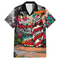 Tropical Christmas In July Candy Cane Surf Family Matching Mermaid Dress and Hawaiian Shirt Vibrant Street Art Beach Graffiti Graphic TS04 Dad's Shirt - Short Sleeve Orange Grey - Polynesian Pride