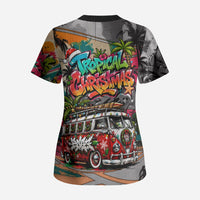Tropical Christmas In July Candy Cane Surf Scrub Top Vibrant Street Art Beach Graffiti Graphic TS04 - Polynesian Pride