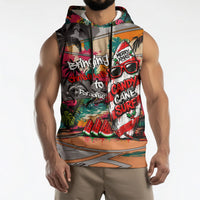 Tropical Christmas In July Candy Cane Surf Sleeveless Hoodie Vibrant Street Art Beach Graffiti Graphic TS04 - Polynesian Pride
