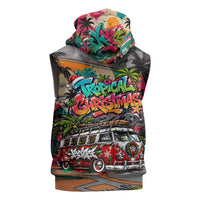 Tropical Christmas In July Candy Cane Surf Sleeveless Zip Hoodie Vibrant Street Art Beach Graffiti Graphic TS04 - Polynesian Pride