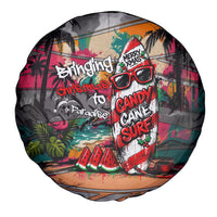 Tropical Christmas In July Candy Cane Surf Spare Tire Cover Vibrant Street Art Beach Graffiti Graphic