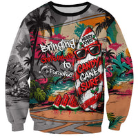 Tropical Christmas In July Candy Cane Surf Sweatshirt Vibrant Street Art Beach Graffiti Graphic TS04 Unisex Orange Grey - Polynesian Pride