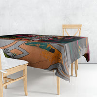 Tropical Christmas In July Candy Cane Surf Tablecloth Vibrant Street Art Beach Graffiti Graphic