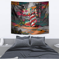 Tropical Christmas In July Candy Cane Surf Tapestry Vibrant Street Art Beach Graffiti Graphic TS04 - Polynesian Pride