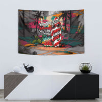 Tropical Christmas In July Candy Cane Surf Tapestry Vibrant Street Art Beach Graffiti Graphic TS04 - Polynesian Pride