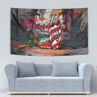 Tropical Christmas In July Candy Cane Surf Tapestry Vibrant Street Art Beach Graffiti Graphic TS04 - Polynesian Pride