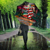 Tropical Christmas In July Candy Cane Surf Umbrella Vibrant Street Art Beach Graffiti Graphic