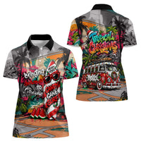 Tropical Christmas In July Candy Cane Surf Women Polo Shirt Vibrant Street Art Beach Graffiti Graphic TS04 - Polynesian Pride