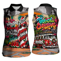 Tropical Christmas In July Candy Cane Surf Women Sleeveless Polo Shirt Vibrant Street Art Beach Graffiti Graphic TS04 - Polynesian Pride