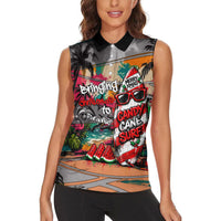 Tropical Christmas In July Candy Cane Surf Women Sleeveless Polo Shirt Vibrant Street Art Beach Graffiti Graphic TS04 - Polynesian Pride