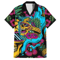 Pineapple Skull Family Matching Off Shoulder Long Sleeve Dress and Hawaiian Shirt Sumer Time TS04 Dad's Shirt - Short Sleeve Multicolor - Polynesian Pride