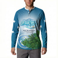Micronesia Independence Day Button Sweatshirt FSM Patriotic Pacific Island Nan Madol Ruins Seabird Tropical
