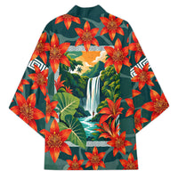 Fiji Taveuni Parrot Kimono Tropical Waterfall Landscape With Floral Tribal Pattern TS04 - Polynesian Pride