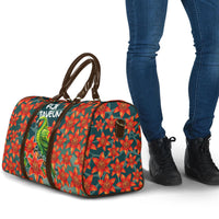 Fiji Taveuni Parrot Travel Bag Tropical Waterfall Landscape With Floral Tribal Pattern