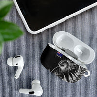 Personalized New Zealand Kiwi Bird AirPods Case Grunge Maori Tribal Pattern Silver Fern