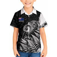 Personalized New Zealand Kiwi Bird Kid Hawaiian Shirt Grunge Maori Tribal Pattern Silver Fern