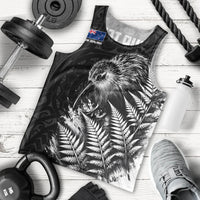 Personalized New Zealand Kiwi Bird Men Tank Top Grunge Maori Tribal Pattern Silver Fern
