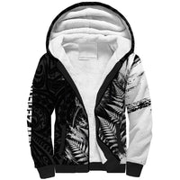 Personalized New Zealand Kiwi Bird Sherpa Hoodie Grunge Maori Tribal Pattern Silver Fern
