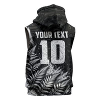 Personalized New Zealand Kiwi Bird Sleeveless Zip Hoodie Grunge Maori Tribal Pattern Silver Fern