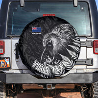 Personalized New Zealand Kiwi Bird Spare Tire Cover Grunge Maori Tribal Pattern Silver Fern