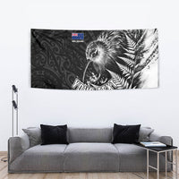 Personalized New Zealand Kiwi Bird Tapestry Grunge Maori Tribal Pattern Silver Fern