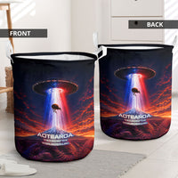 New Zealand Aotearoa Kiwi UFO Laundry Basket Sci-Fi Galaxy Sunset Sky Tower And Mountain