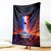New Zealand Aotearoa Kiwi UFO Blanket Sci-Fi Galaxy Sunset Sky Tower And Mountain