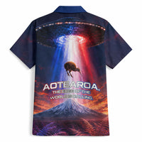 New Zealand Aotearoa Kiwi UFO Hawaiian Shirt Sci-Fi Galaxy Sunset Sky Tower And Mountain